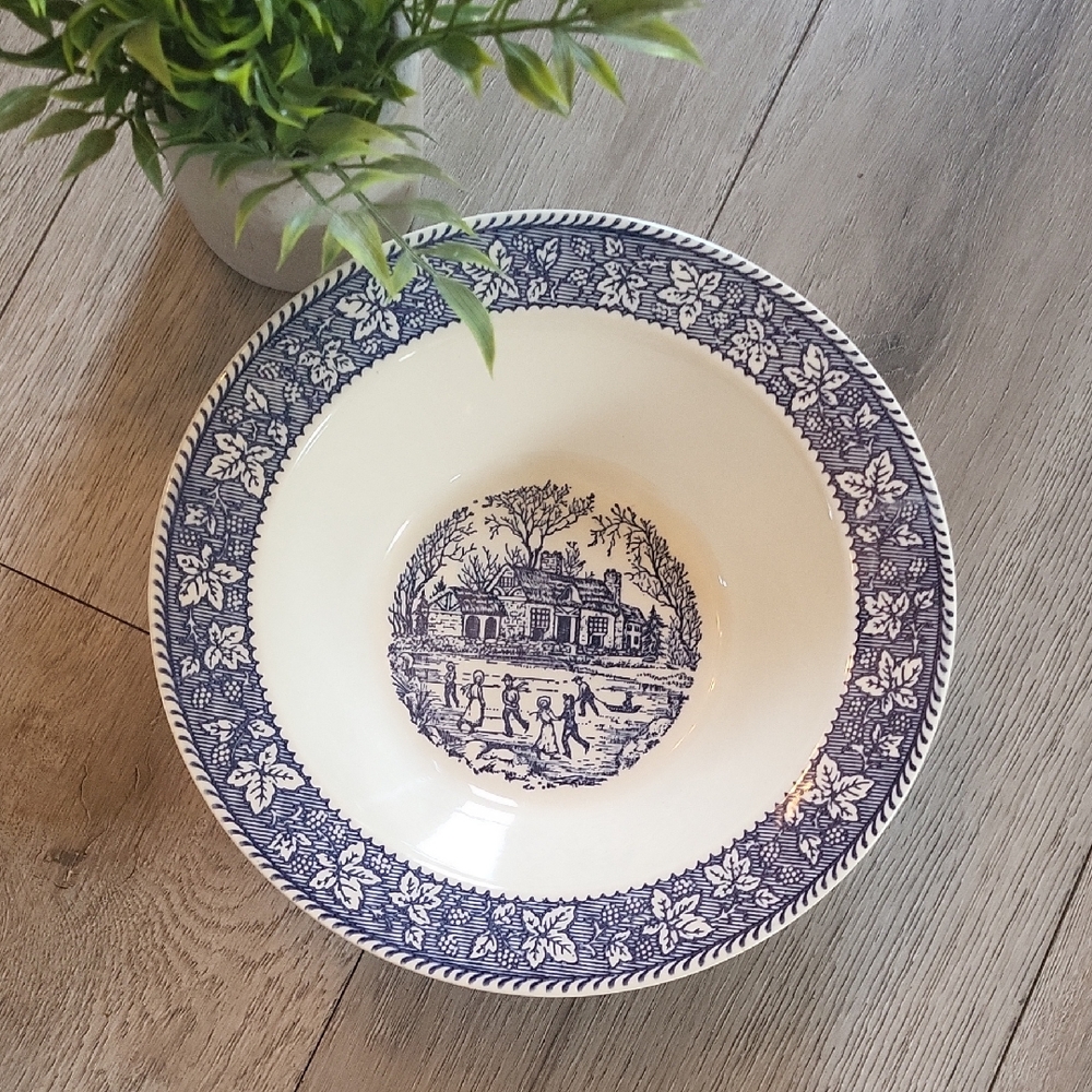 Blue and White Porcelain Bowl l  Made In Ohio